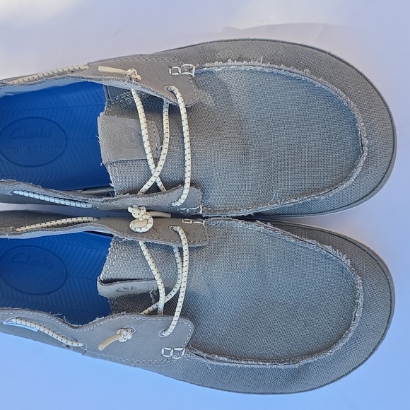 Clarks Gray Canvas Boat Shoes - Picture 5 of 10